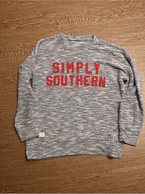 Simply Southern women's gray Terry pullover sweatshirt. Size Large
